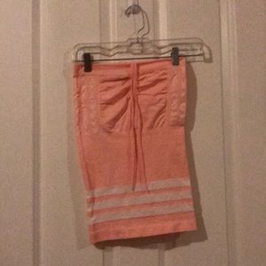 Pink and white strapless